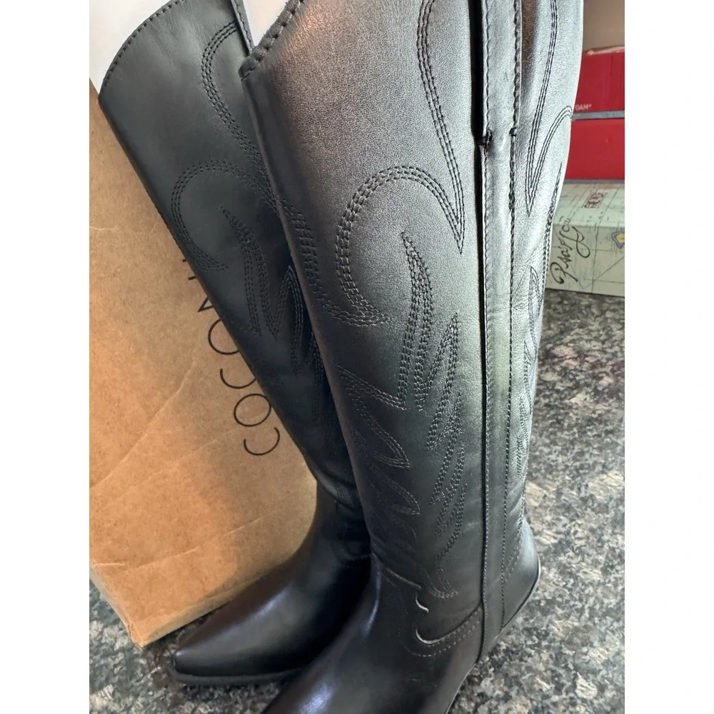 Matisse coconuts‎ Agency Black Cowgirl Boot Black Leather Size 7. NWB